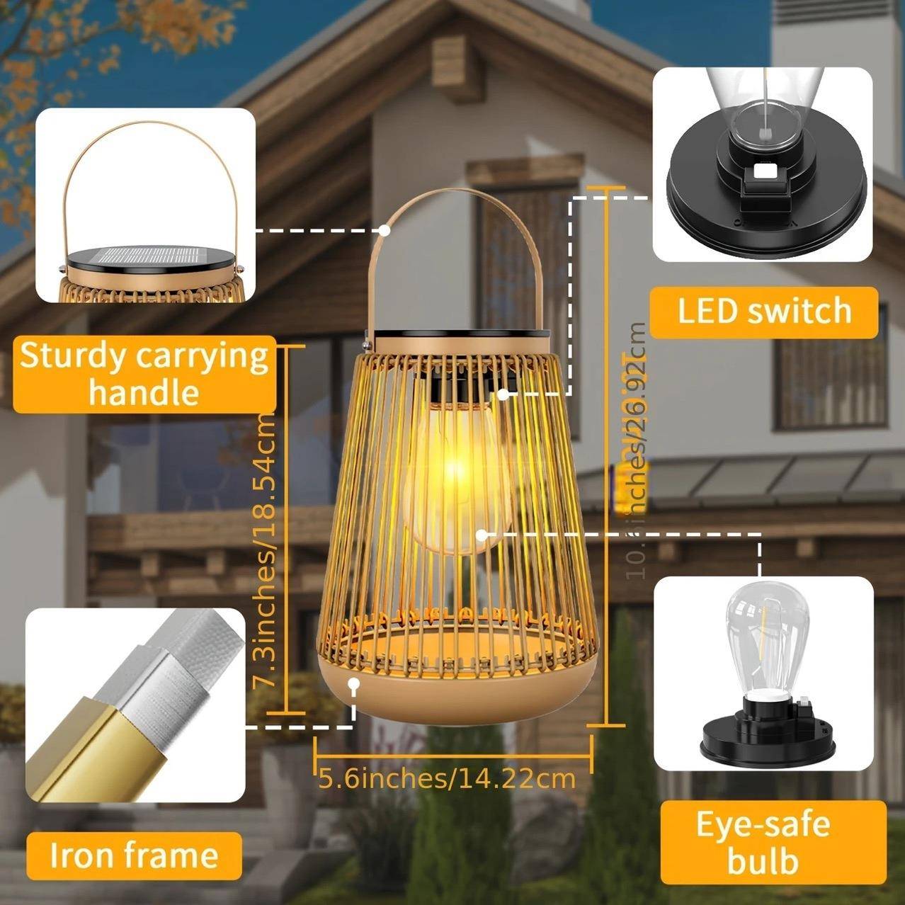 新款创意藤编灯笼外搭水可拆藤编灯笼卸自户由配庭防院凉亭桌面太