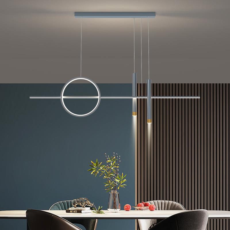 通生态厅用餐吊灯现代简意约666led创灯具长条设计