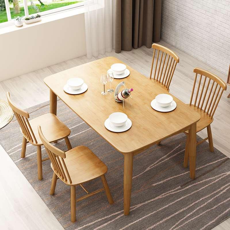 方北1001#全实木餐桌简约时尚长形餐欧桌椅组合家用民家宿小户型