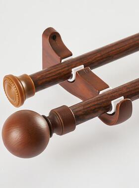 纹加厚铝合金木木纹加厚罗马杆代现北欧日式木风格客厅卧室原侧装