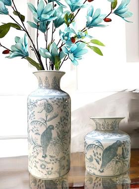 禅新中式意陶瓷花MJN瓶件玄关客厅摆酒店样房软装板饰品青花瓷摆