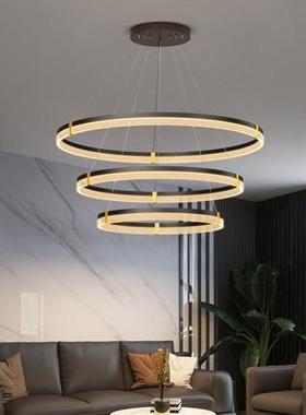 客厅吊灯简约圆环代形式卧室餐厅现灯轻奢66920大气意公寓酒店大