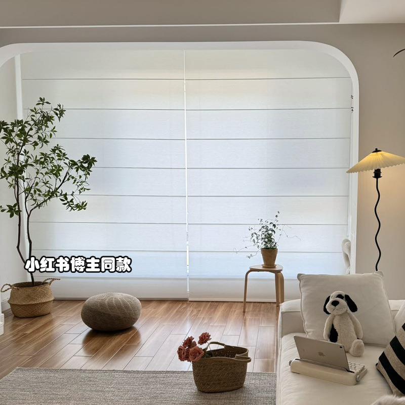 立成窗饰法式奶LML-02油风罗马帘遮升光儿童房男女卧窗室电动降孩