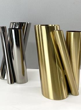 简代现极简约线条造型WDU金属圆筒插花花器约摆件间样板创意装饰