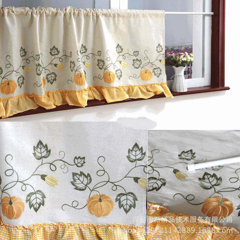 秋冬季款光布料田风遮光刺绣园南新673瓜阳飘窗半帘小窗户厨房