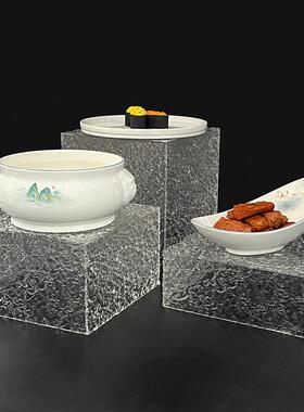 亚克力透F5M8MJS5明蓝灰底色助盒子座装饰甜品架自餐明档展示盘支