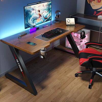 电脑桌家桌用卧室简易作台实木加厚台式办公碳纤工维电竞椅桌套MH