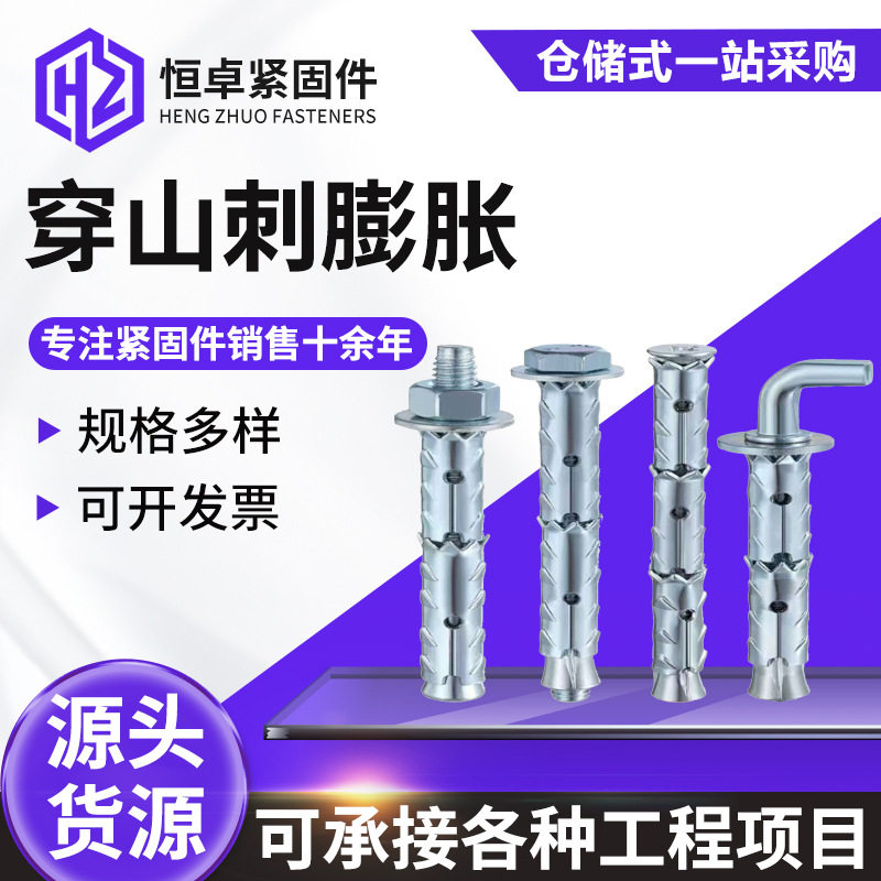 穿山刺膨胀砌块砖泡沫砖轻体砖专用螺栓加气块锚栓镀锌防锈螺丝