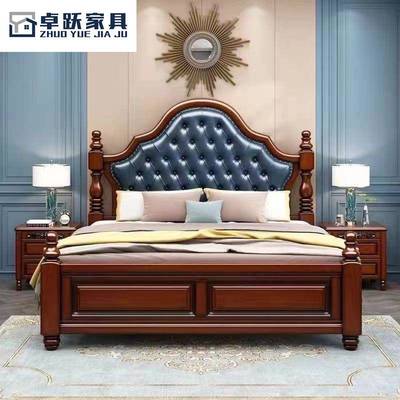 美式轻奢实木床1.8米双人床主卧2米大床欧式抽屉高箱储物软包婚床