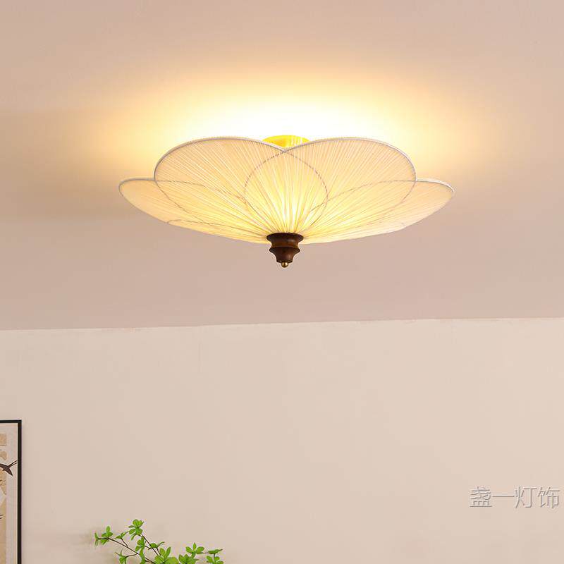 法式中古南洋风卧室梅花吸顶灯实木美式复古客厅阳台衣帽间灯具