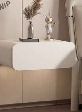 全实木悬浮床头柜床边柜极简风网红柜储物白色悬l3y