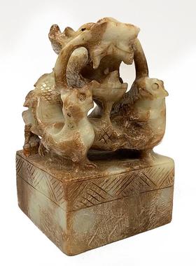 钰程本命年玉器复古工艺高20厘米战汉古玉龙印收藏摆件古玉仿古