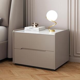全实木烤漆岩板床头柜简约现代储物柜卧室收纳柜免安装落地床边柜