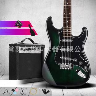 39英寸电吉他套装 学生成人初学ST摇滚电吉他带15w音箱绿色