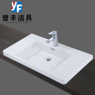 微晶人造石一体盆带挡水条圆角洗脸洗漱台盆可丽耐亚克力水池盆