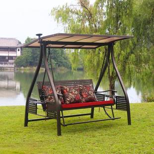 秋千摇椅户外别墅庭院吊椅吊篮室外花园阳台太阳能家用三人荡秋千