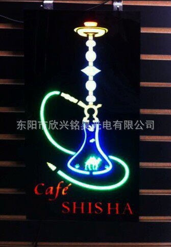跨境60*30厘米LED树脂广告招牌霓虹灯招牌shishacafe水烟广告牌