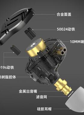 233621 E610圈KZ-ZS10十PROX单元铁耳机动铁监听HIIFE610发烧入耳