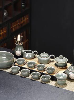 哥窑2功茶套装023新具款家用49210高档办公中式整套陶瓷茶杯夫泡