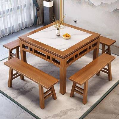 八仙桌桌实木正全方形z189#中式老式店桌子家用餐饭餐馆小方桌吃