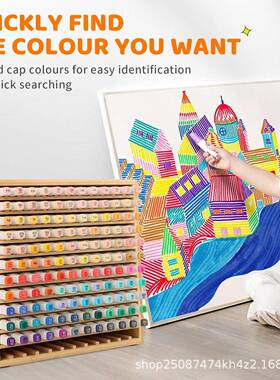 木笔多格记号笔收cm-219纳盒桌面家用马克画笔存储盒竹质制容大量