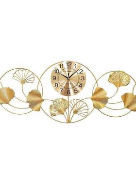 杏叶挂钟客厅用时尚时挂墙银欧式大气电视OTD沙发钟背景墙装饰家