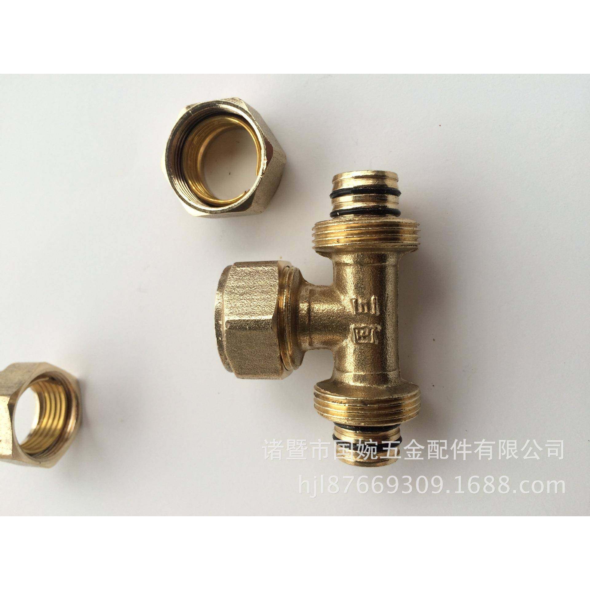 国巨T62025等径1三通件卡套式16管铝铜塑管铜接头