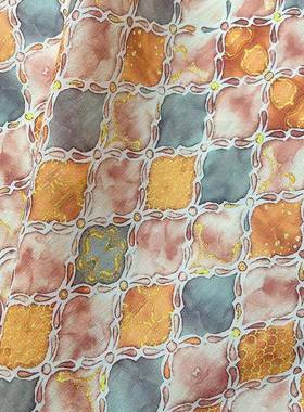 汉苎麻NEV民族风印花服布季苎麻圆领袍唐料褙子旗袍苎夏麻面料