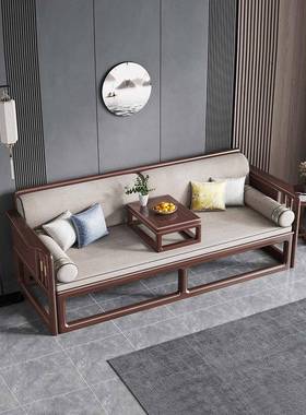 OTV罗折汉床新中式组胡桃木实木推拉床茶桌椅合沙发床缩两用伸叠