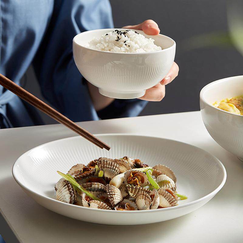 碗盘碟套装家用简约奢现轻代高级感整套组合高档乔迁白色SFW陶瓷