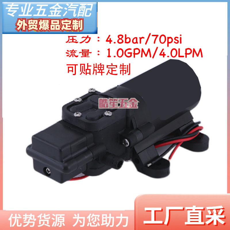 自驾汽车用4.0升流量12V高压电动洗车泵微型隔膜自吸泵自动开关