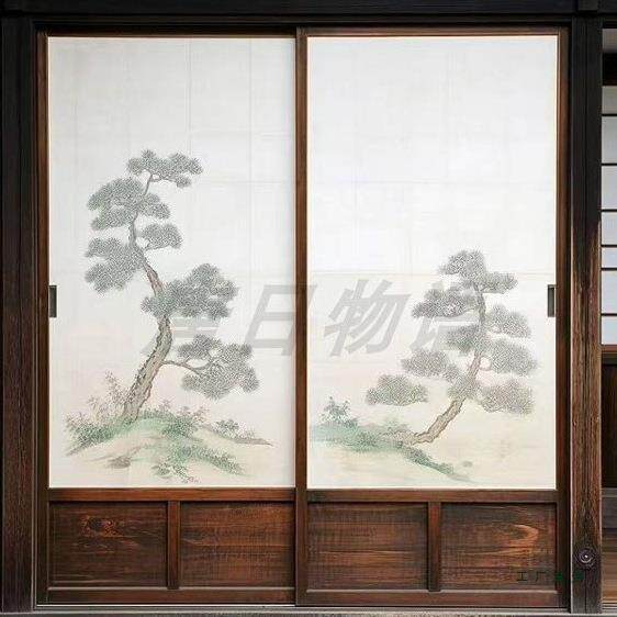 推拉门宋代美学隔断门滑轨道门走入式衣帽间衣橱门实木衣柜门定