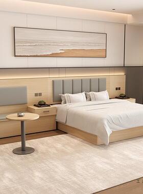 定制酒店家具标间宾馆大床电视桌软包靠背公寓客房全套家具