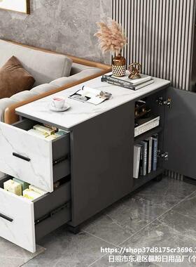 轻奢岩板沙发边柜客厅移动边几角几简约现代茶几柜侧边储物收纳柜