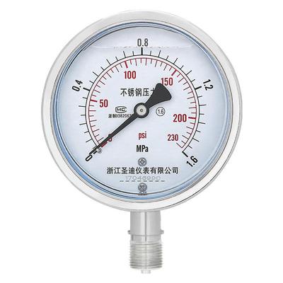 供应YN10BF充油震YN100BF抗震0耐温耐腐蚀4分1/2m20*1.高5不锈钢