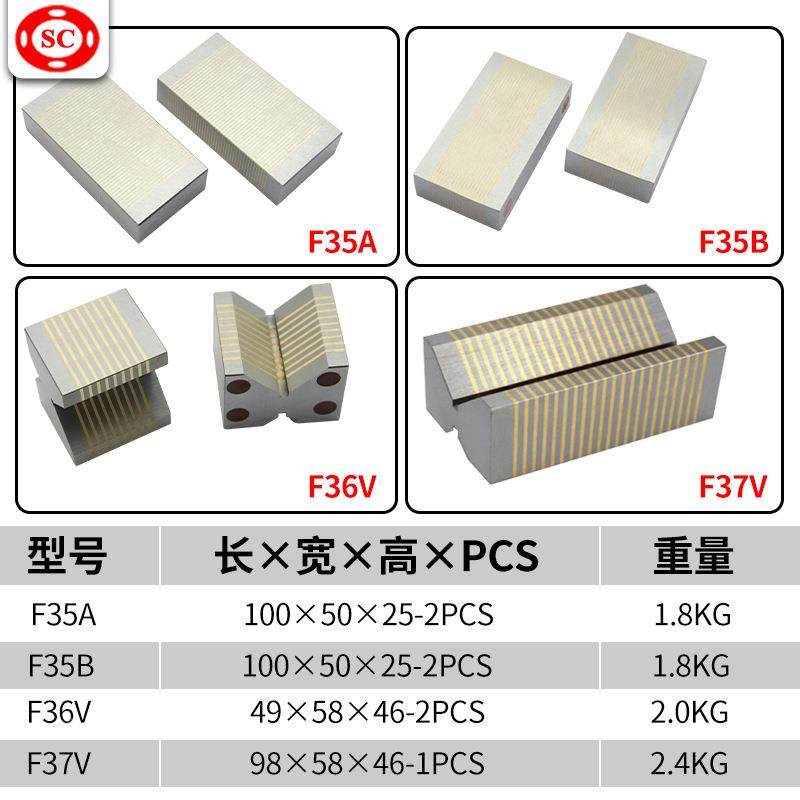 导磁块磨床吸盘V型F35A35B细目粗目铜条圣磁块过小F35A细目磁块过