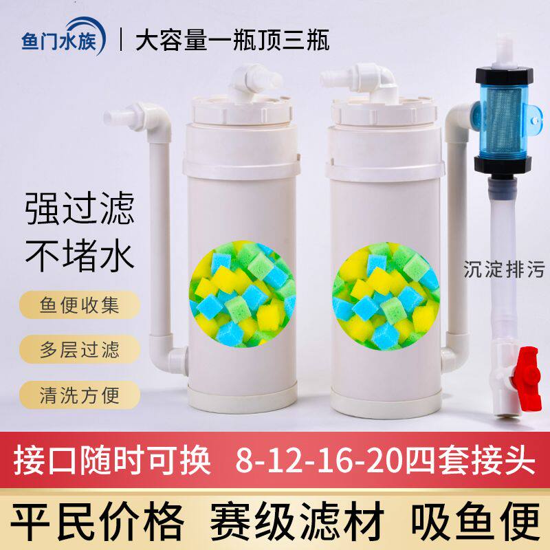 鱼缸过滤器外置式过滤桶净水循环系统粪便清理分离收集三合一小型