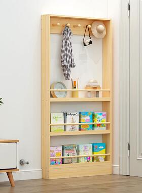 家实成人木架置物架落地壁挂多层收书纳架NMW用绘本架门后超薄窄