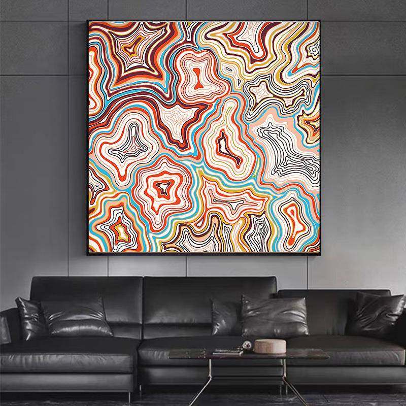 ycz0113多胺彩色抽向线象条艺术挂画日葵巴画家客厅装饰画沙发油,家居饰品,现代装饰画,淘宝优惠券,粉丝福利购,淘宝优惠卷