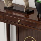 新中式 关门桌实玄木条几案入户入门厅供XPX桌靠墙案轻奢乌金木玄