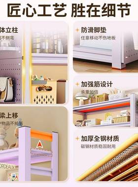 家用紫色置物纳架钢制货架落地层多收架房阳厨台储物架202511-Z超