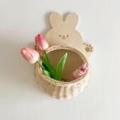 ins欧风儿房HMN藤北编挂篮藤条编墙壁装 织饰手工编织吊篮童拍照道