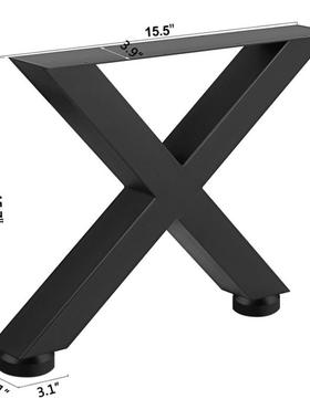 一2个钢400*395M制桌腿方形箱形X框架桌餐腿黑色工业乡村风格套金