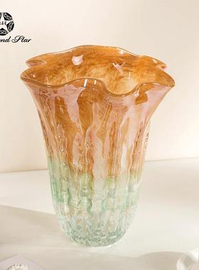 钻石星盆意玻璃花瓶花22171创中古高级感花插花器软装摆件大花瓶