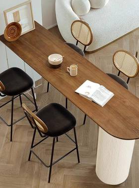 实木悬浮亚克力吧桌台脚原木诧寂风靠墙桌椅客厅沙发隔创意高BLIE