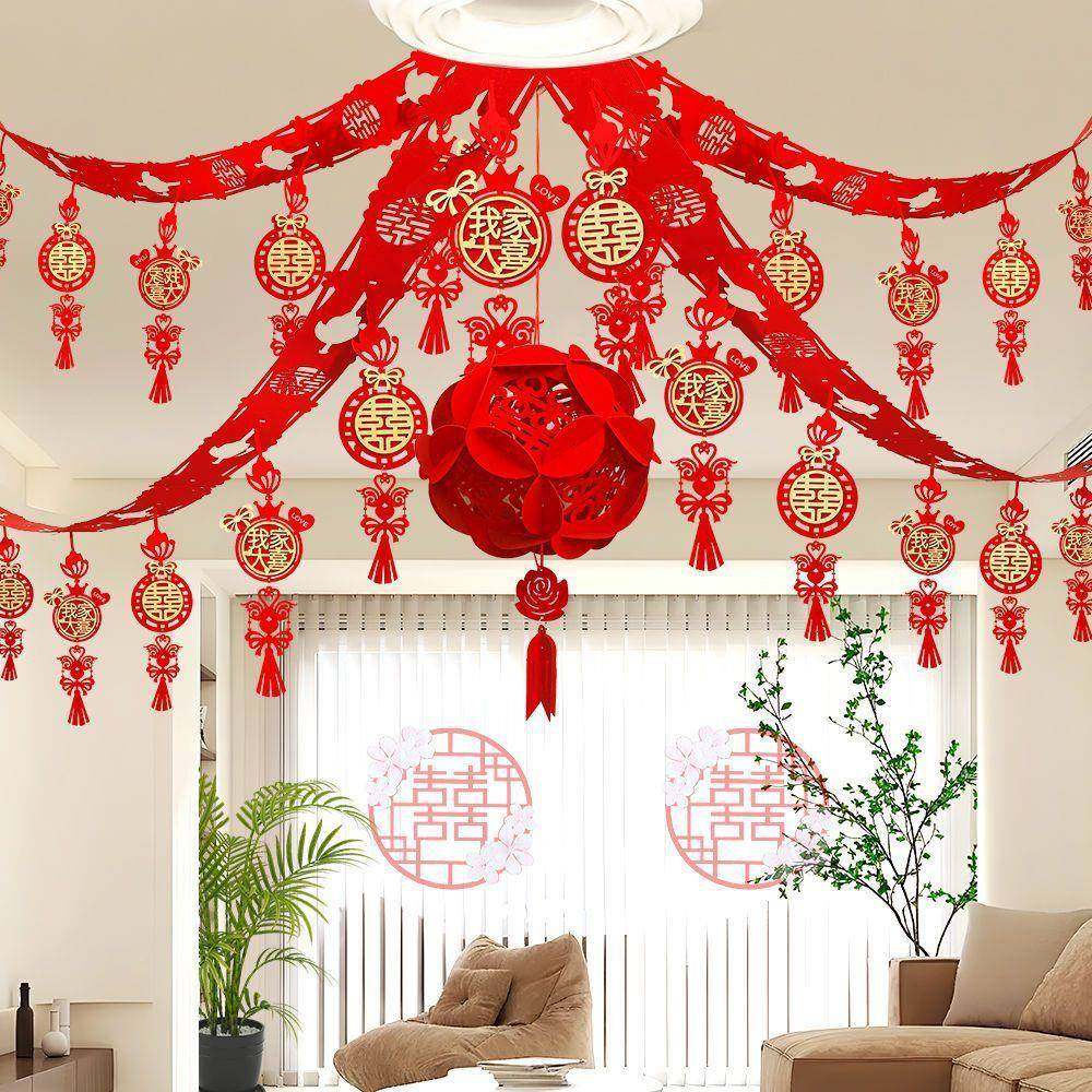 婚房布厂家直供置拉花套礼装婚装饰用品厅新房客男方婚女结方房间