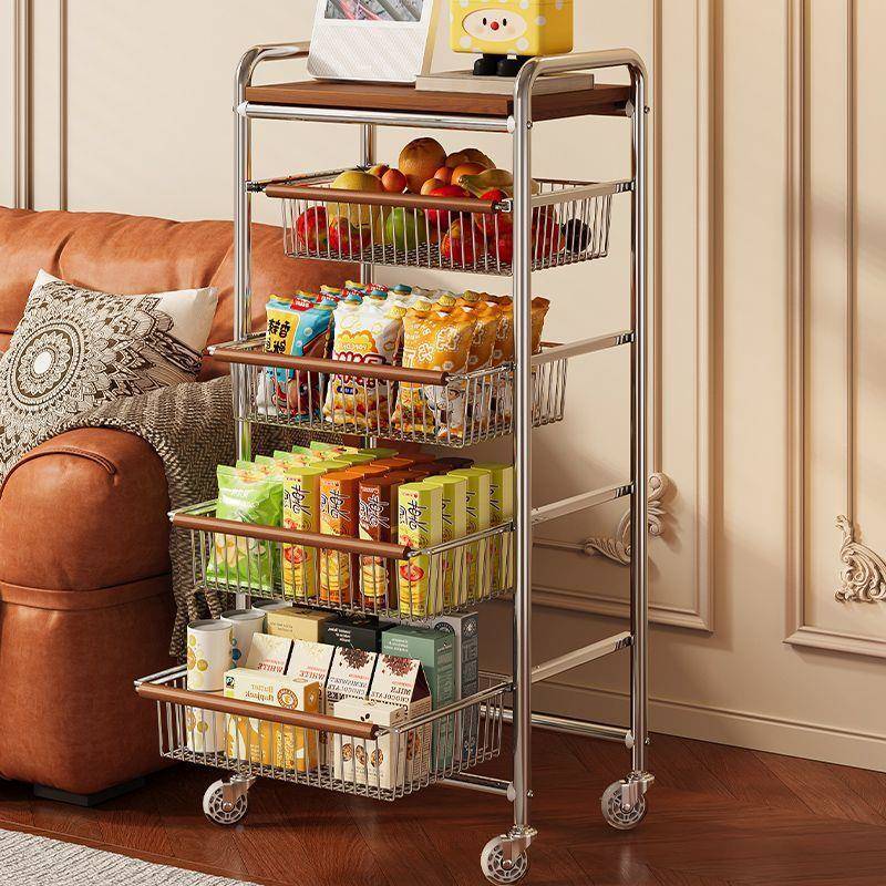 中古置架零物食小推车客厅地落移动厨房果蔬收纳多功能家餐约现?
