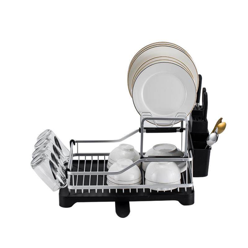 直销铝制厨房碟架铝合金双层加厚拆装沥水碗碟架厨房置物架