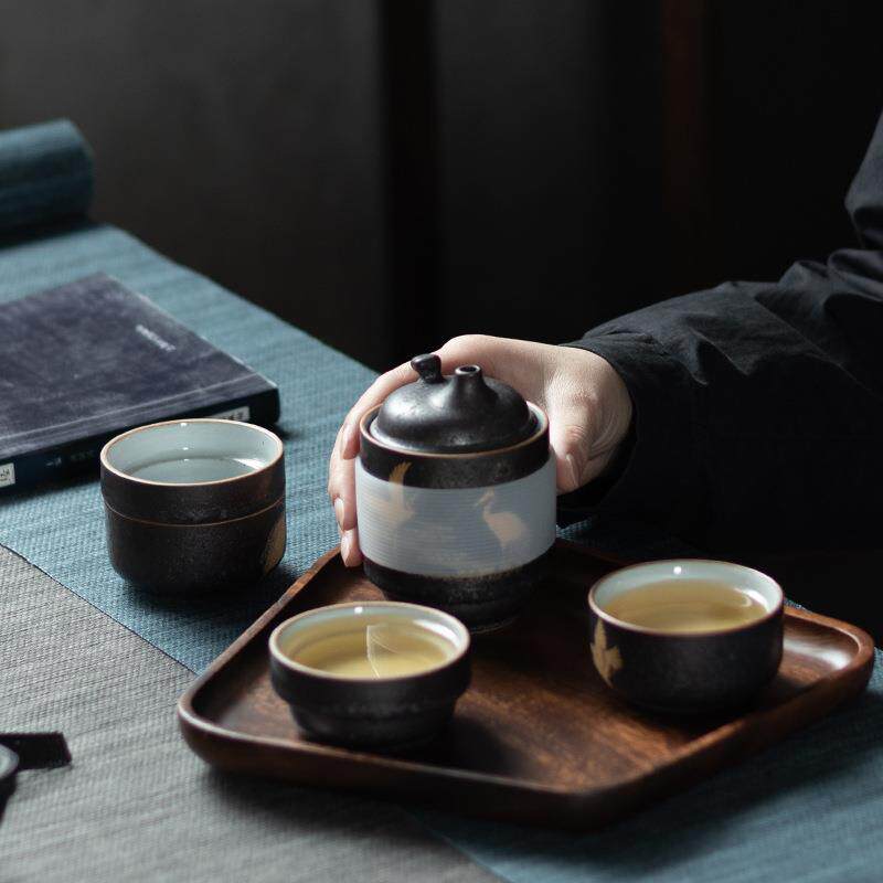 豹霖快客杯一壶四杯同心杯旅行游茶具套装户外功夫随身便携包日式