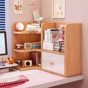 桌面书架转角置物架桌上拐角书柜工位收纳架学生书桌边柜储物柜子